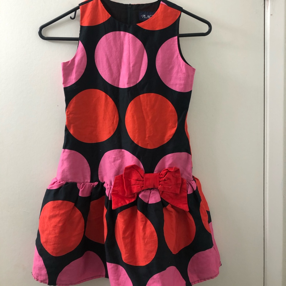 Girls black polka dot dress